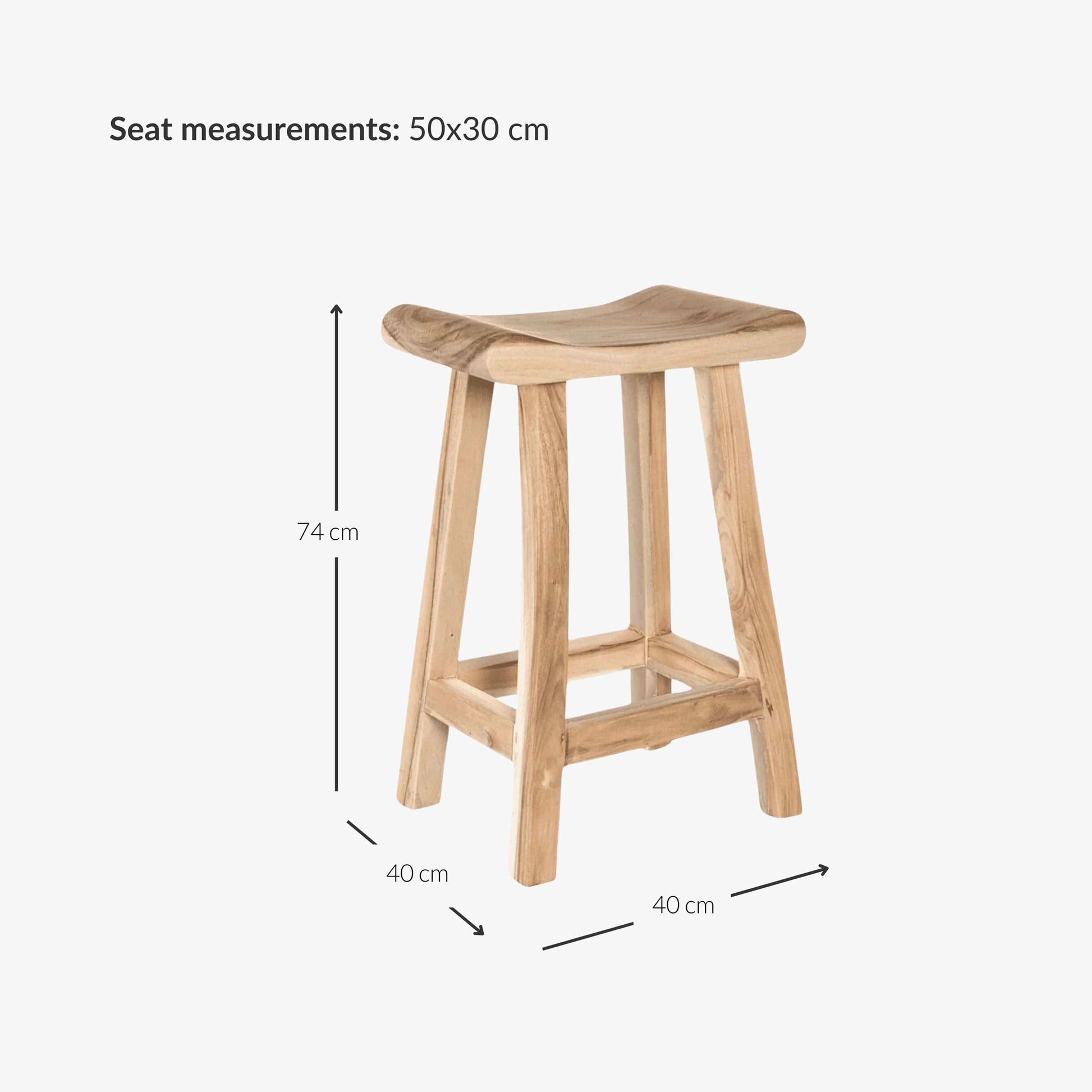 Zoco Home Sama Bar Stool | 50x30x73cm