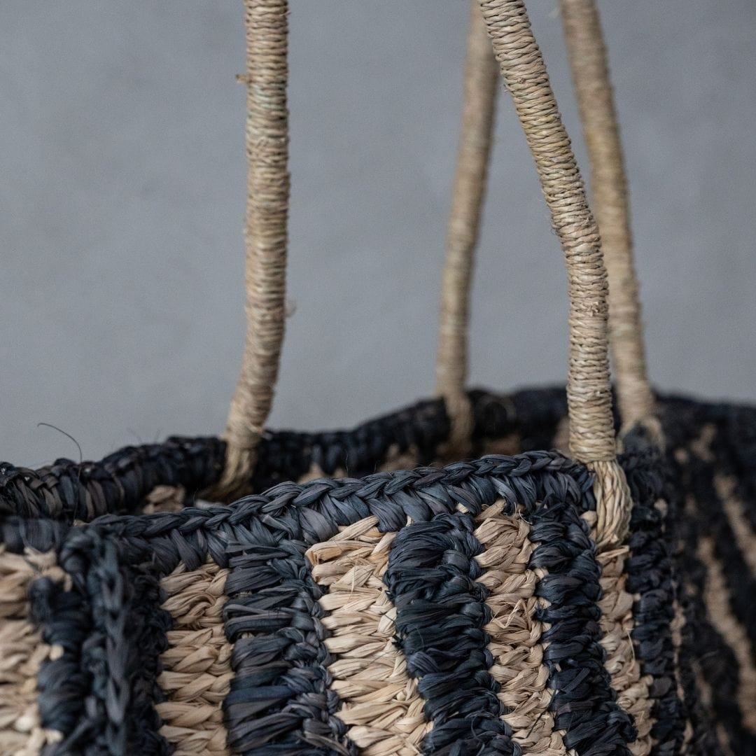 Zoco Home Decor/Accessories Sisal Tote Bag | Natural/Black 50x30cm