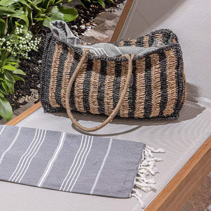 Zoco Home Decor/Accessories Sisal Tote Bag | Natural/Black 50x30cm