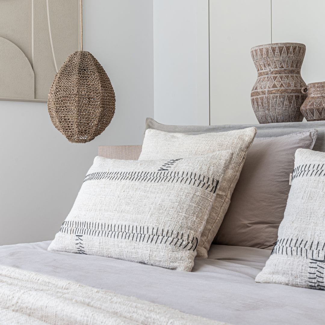 Zoco Home Decor/Textile Soraya Cotton Cushion Cover Stitches | Off-White | 40x60cm