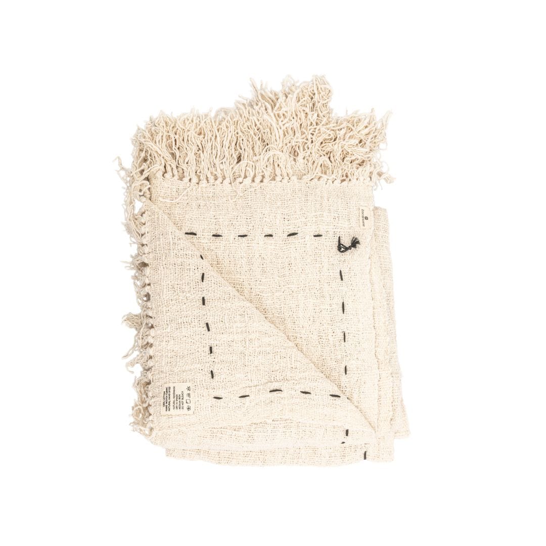 Soraya Cotton Throw Lines | Off-White | 235x130cm