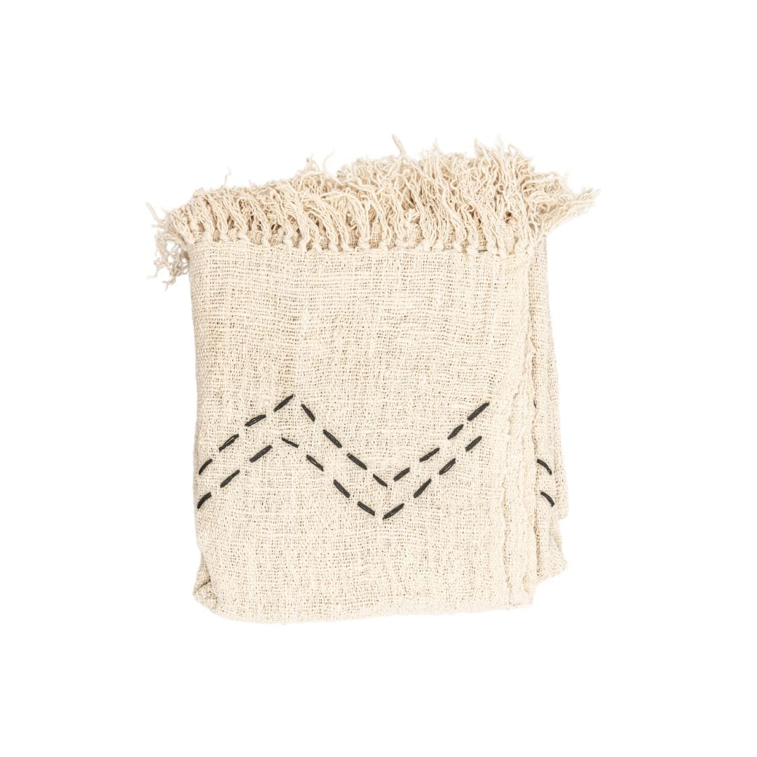 Zoco Home Decor/Textile Soraya Cotton Throw Zigzag | Off-White | 235x130cm