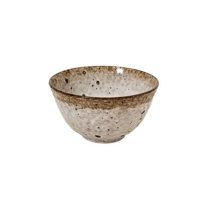 Zoco Home Decor/Kitchen Stoneware Bowl | White/Brown 12x7cm