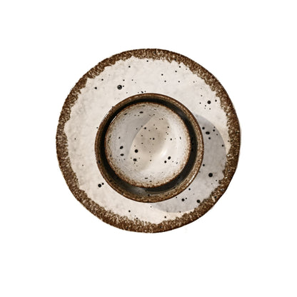 Zoco Home Decor/Kitchen Stoneware Bowl | White/Brown 15x8cm