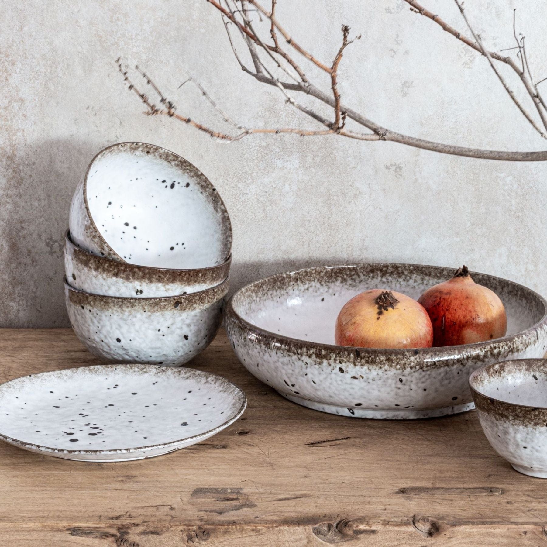 Zoco Home Decor/Kitchen Stoneware Bowl | White/Brown 15x8cm