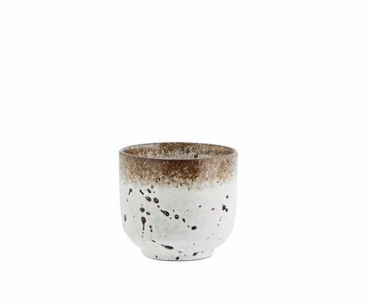 Zoco Home Decor/Kitchen Stoneware Cup | White/Brown 8x8cm
