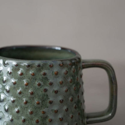 Zoco Home Decor/Kitchen Stoneware Dotted Mug | Green/Brown 9.5x8cm