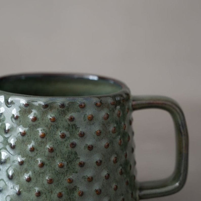 Zoco Home Decor/Kitchen Stoneware Dotted Mug | Green/Brown 9.5x8cm