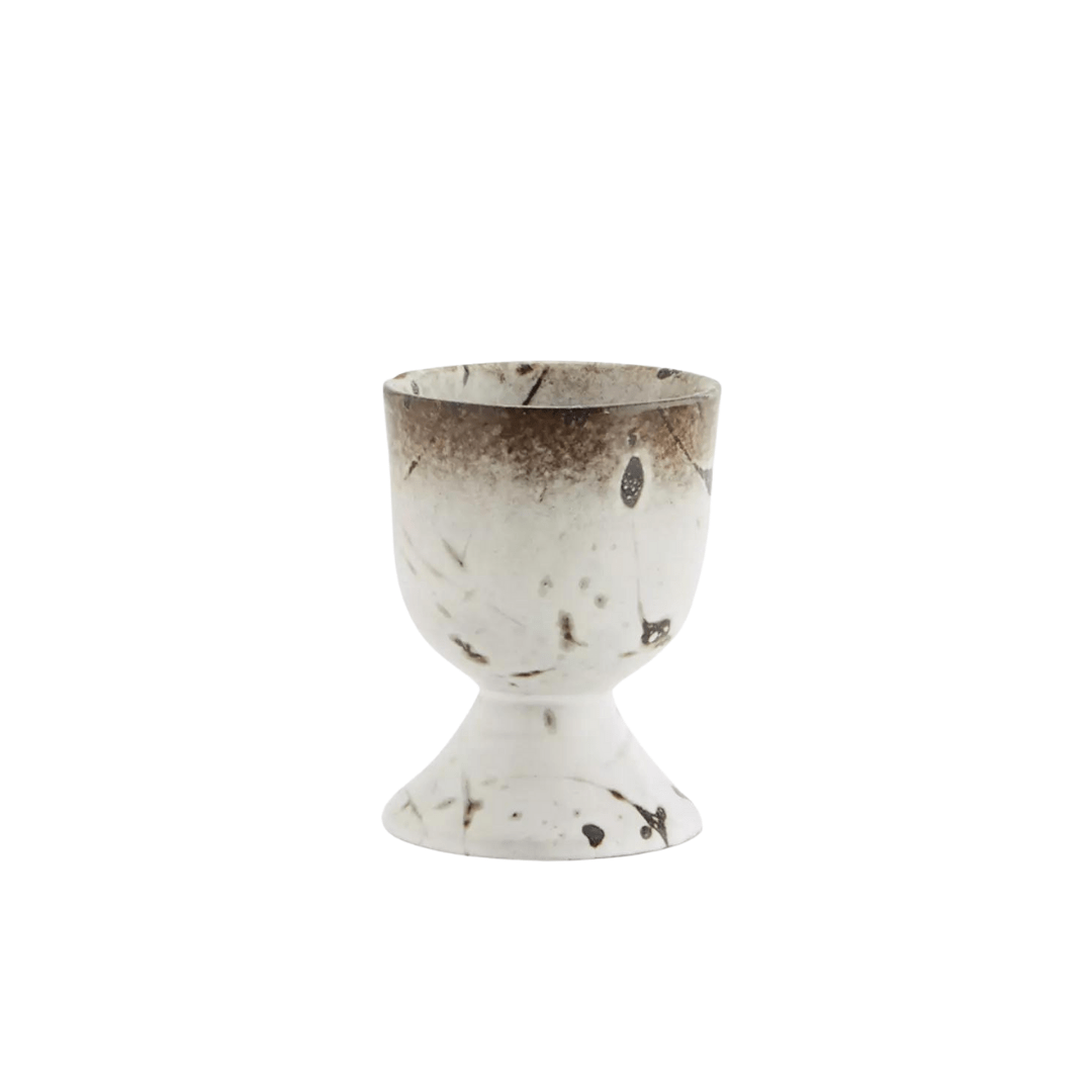 Zoco Home Stoneware Egg Cup | White/Brown 6.5cm