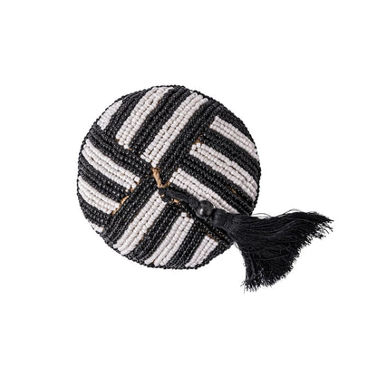 Zoco Home Decor/Accessories Suri Jewelry Beaded Basket | Black & White with Tassel
