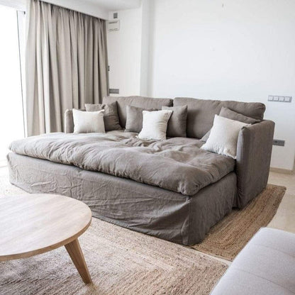 Zoco Home Furniture/Sofa Tarifa Linen Lounge Sofa | 240x190x80cm