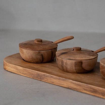 Zoco Home Teak Bowl w/ Spoon Set of 3 | 27x11x8cm