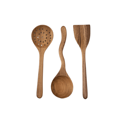Zoco Home Decor/Kitchen Teak Cooking Set of 3 | 31cm