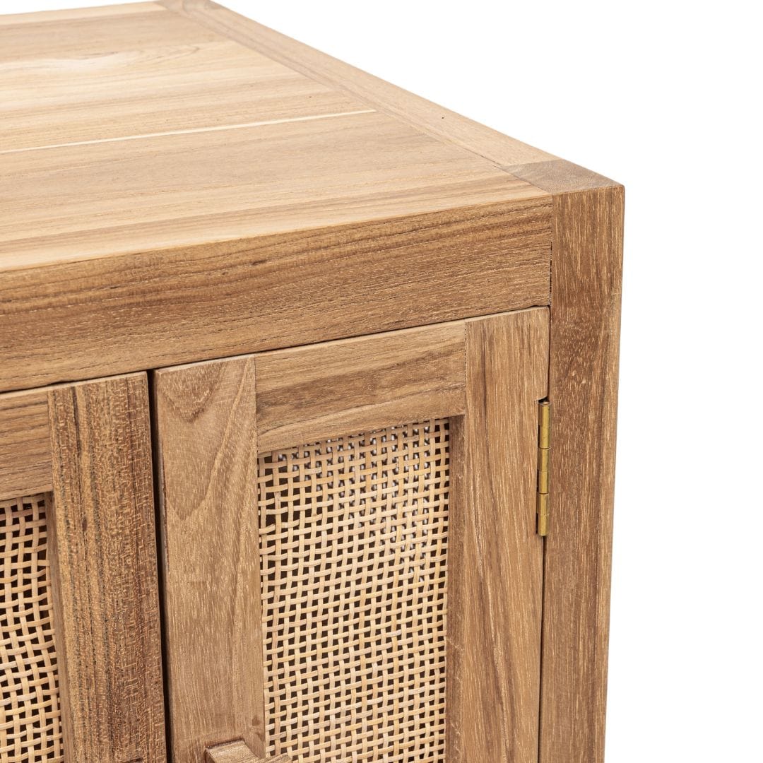 Zoco Home Furniture/Table Teak & Rattan Nightstand