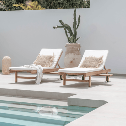 Zoco Home Outdoor/Sunbed Tulum Teak Sunbed | White