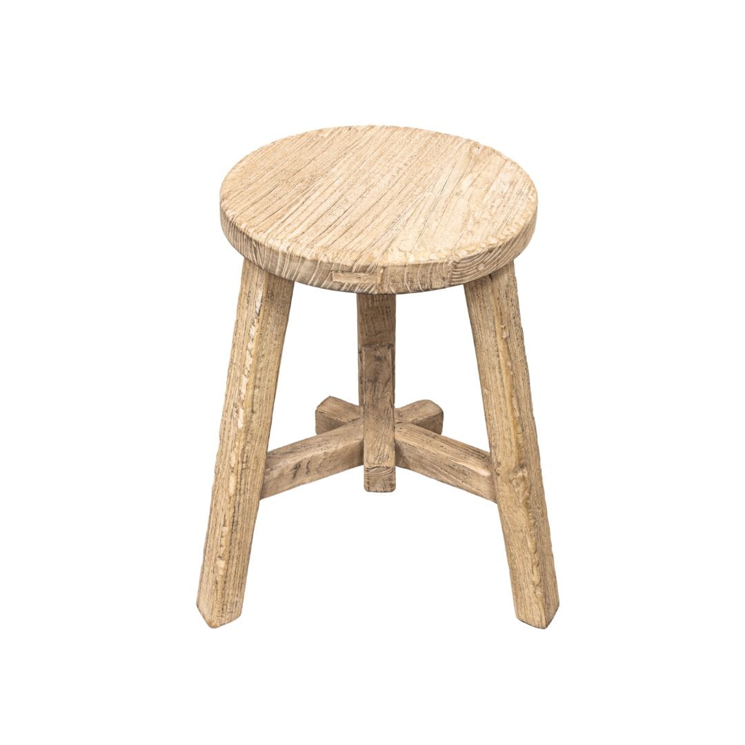 Zoco Home Furniture/Chair Vintage Elm Wood Round Stool
