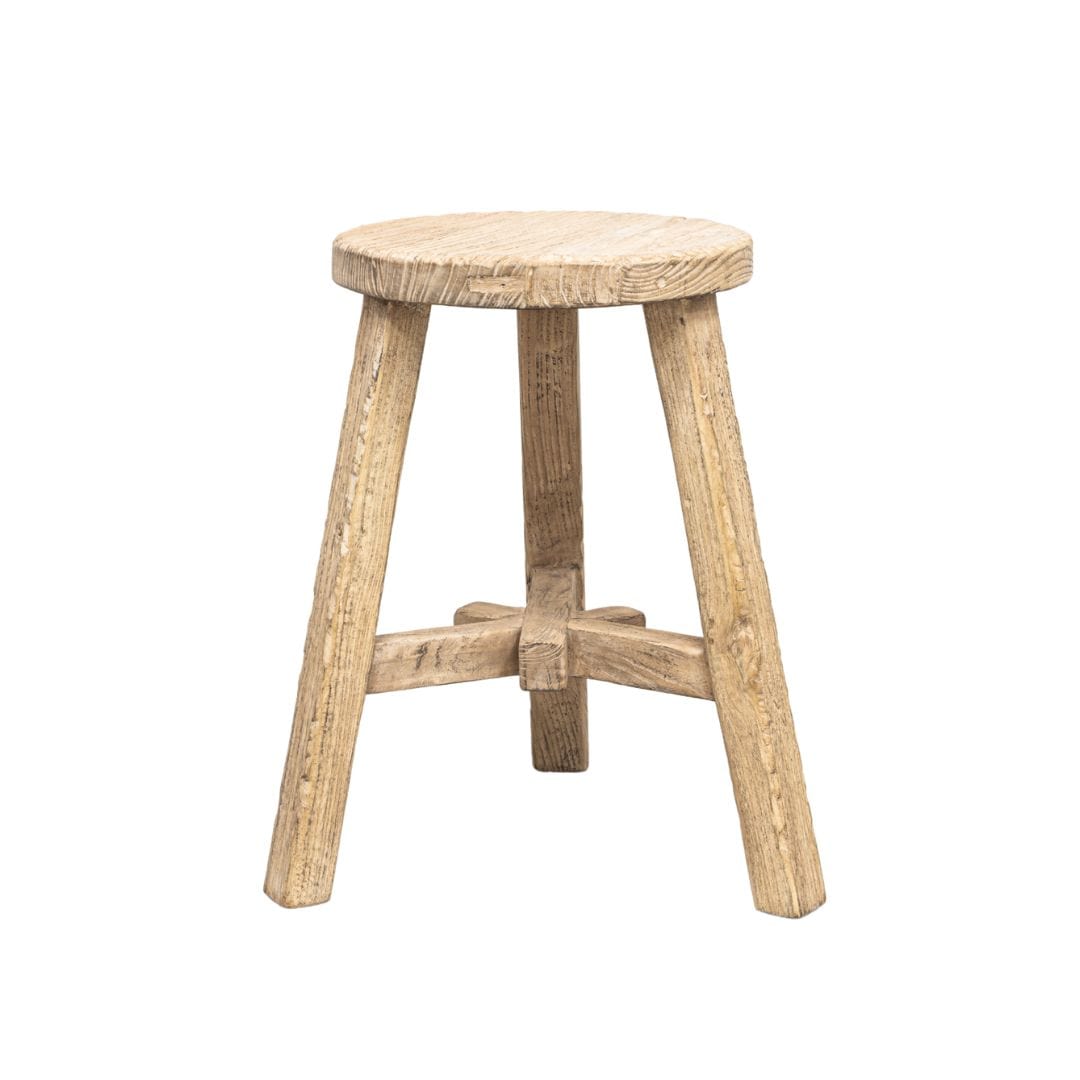 Zoco Home Furniture/Chair Vintage Elm Wood Round Stool