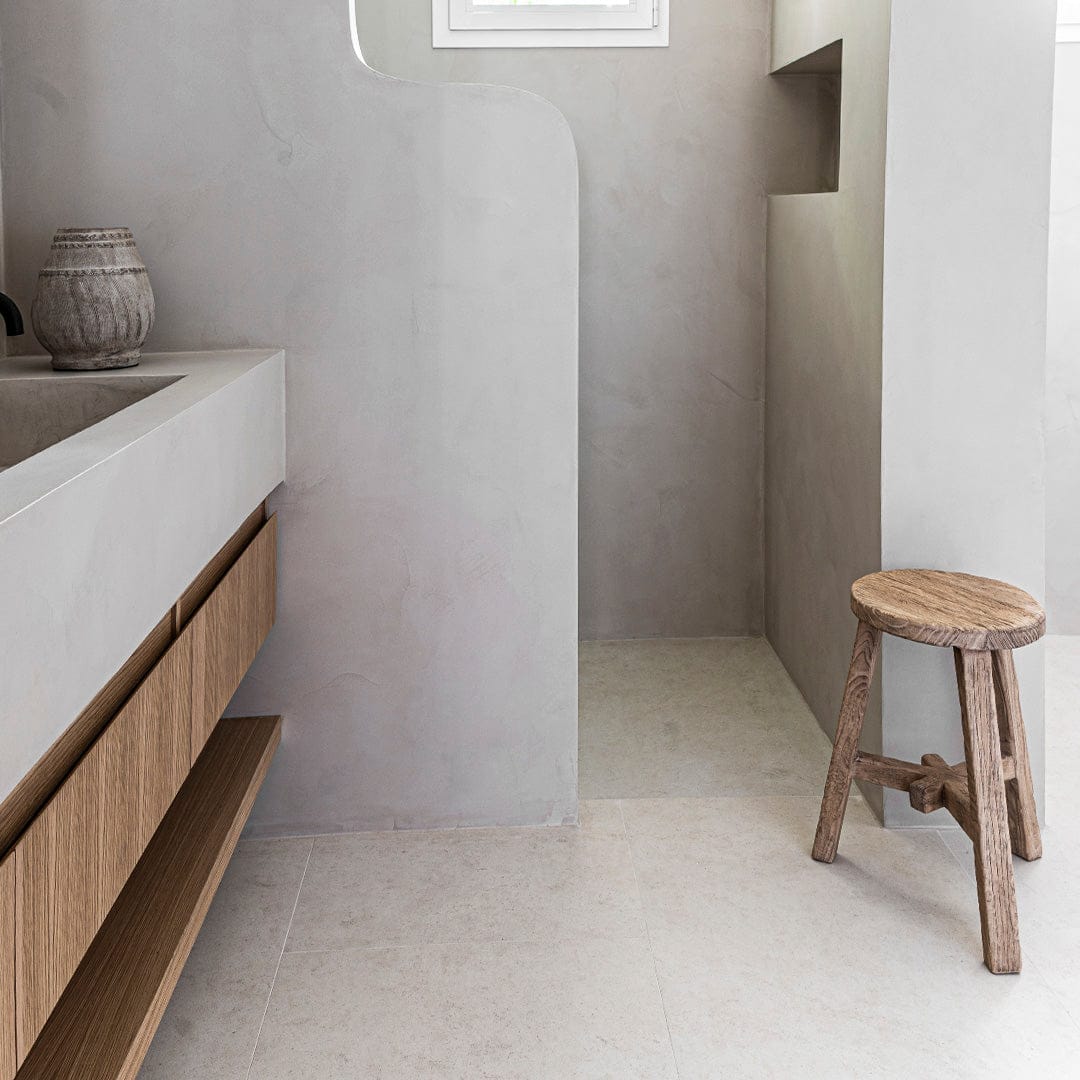 Zoco Home Furniture/Chair Vintage Elm Wood Round Stool